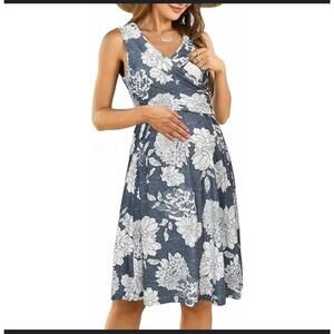 YoungerBaby Pregnancy and Nursing Dress for Women Floral Pattern Size S